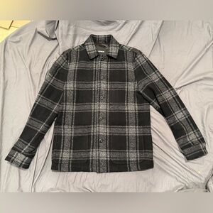 Express Men's Black and Gray Plaid Jacket
